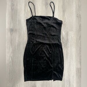 H&M Black Mini Velvet Dress